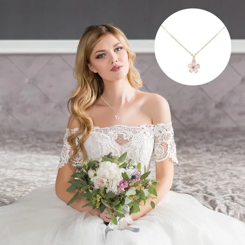 Miniatura 8 de Juego de collar y aretes con colgante de rama de cerezo con diamantes de imitación, joyería de boda para mujeres y niñas
