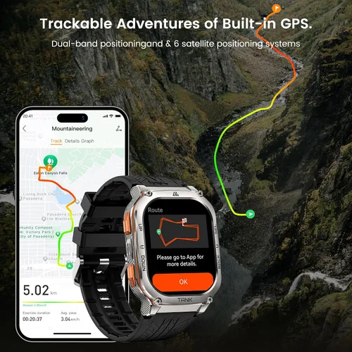 Miniatura 3 de KOSPET Tank M3 Ultra Reloj inteligente con GPS, 5 ATM resistente al agua, brújula, altitud, presión de aire, batería extra grande de 480 mAh