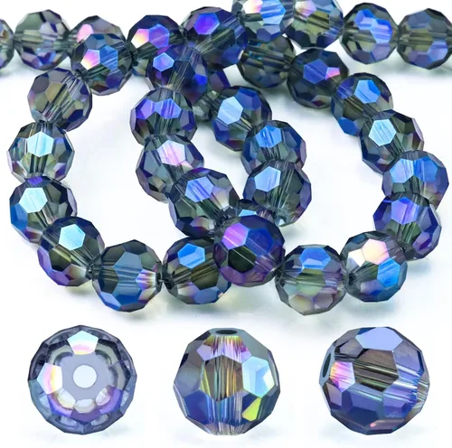 Miniatura 17 de Dowarm 100 cuentas redondas de cristal de 0.315 pulgadas para la fabricación de joyas, cuentas de cristal Rondelle facetadas para manualidades