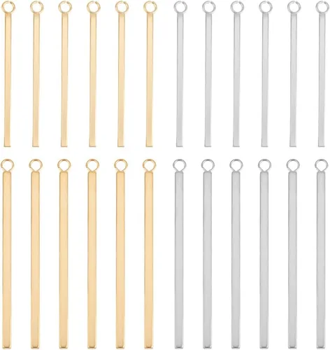 UNICRAFTALE Metal Bar Charms Stainless Steel Bar Pendants Golden & Stainless Steel Color Charms Metal Necklace DIY Pendant for Earrings Jewelry