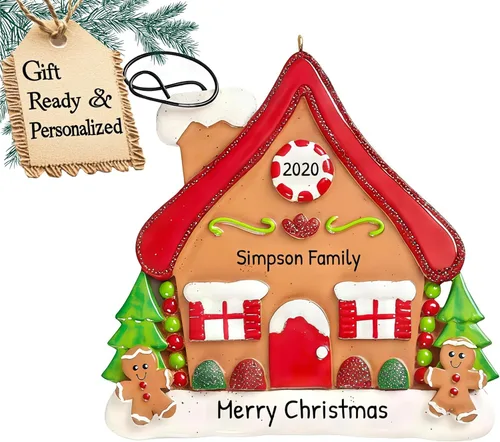 Adorno 3D personalizado para la primera Navidad en el nuevo hogar 2025 | Corona de casa de jengibre nuestro primer adorno para el hogar 2025 adornos