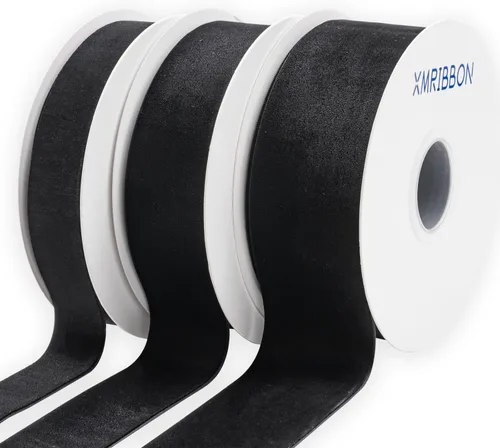 Miniatura 6 de Cinta de terciopelo negro de un solo lado, carrete de 1 pulgada por 10 yardas