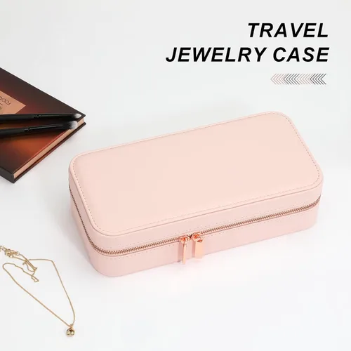 Miniatura 102 de Joyero pequeño, joyero de viaje portátil para mujer, mini organizador de viaje de 2 capas, regalo para mujeres y niñas, negro A