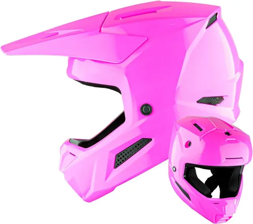 1Storm - Casco de motocross para jóvenes, ATV, BMX, MX, motocicleta todoterreno, kart, rosa brillante Rosa brillante juvenil