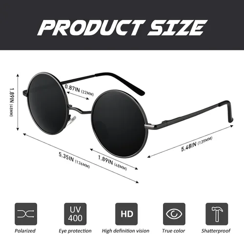 Miniatura 99 de CGID Gafas de sol unisex polarizadas redondas E01 Lennon