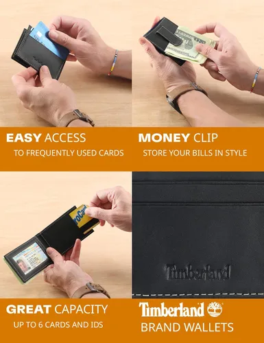 Miniatura 6 de Timberland Men's Slim Leather Front Pocket Credit Card Holder Wallet