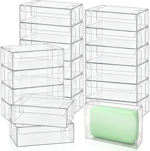 Miniatura 10 de BadenBach Paquete de 50 mini cajas rectangulares de papel kraft con ventanas transparentes, 3.33 x 2.35 x 1.18 pulgadas, pequeñas cajas de embalaje