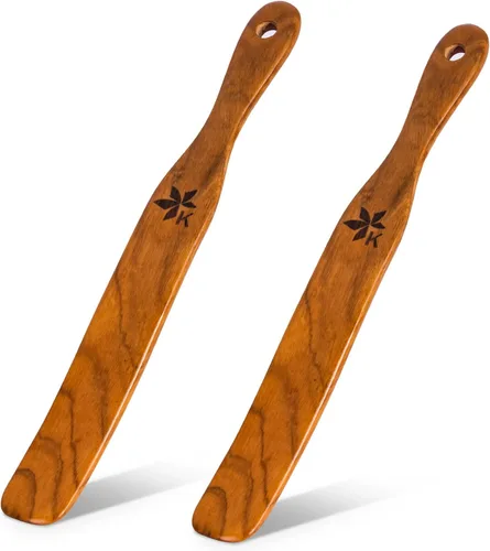 2 Pack de espátulas para masa madre, batidor de masa danés y espátula para tarros, madera maciza de teca para mezclar, raspar tarros y herramientas