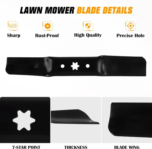 Miniatura 4 de Cuchillas para cortacésped de repuesto 942-05052A 742-05052A compatibles con MTD/Cub Cadet/Troy-Bilt 50 pulgadas cubierta RZT XT1 ZT1 LT50 XT2 ZT2