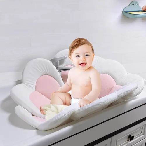 Miniatura 4 de PandaEar Almohadilla de baño para bebé recién nacido, asiento de baño de bebé a niños pequeños de 0 a 6 meses en adelante, pétalos de flores suaves