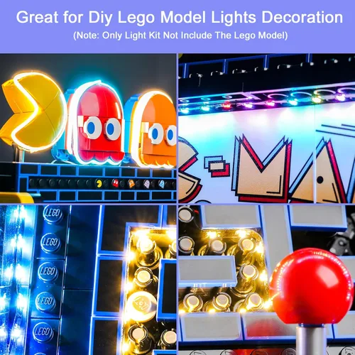 Miniatura 2 de Kit de luz mejorado compatible con Lego Icons PAC-Man Arcade Building Blocks Model, decoración de luces compatible con Lego 10323