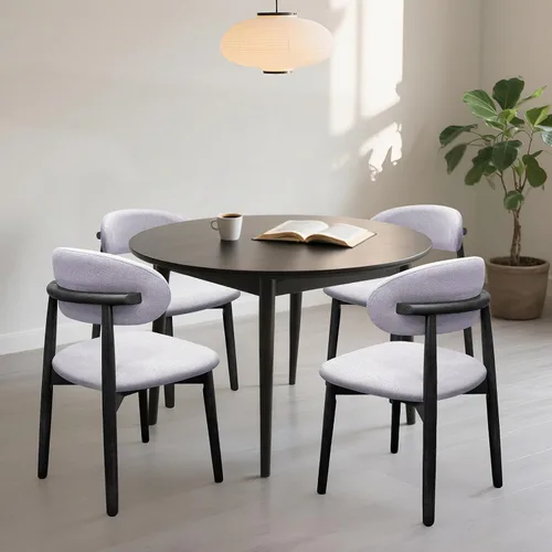 Miniatura 12 de Juego de 2 Sillas de Comedor de Madera Modernas Tapizadas en Tela, Sillas de Cocina de Mediados de Siglo Moderno, Sillas de Comedor de Granja