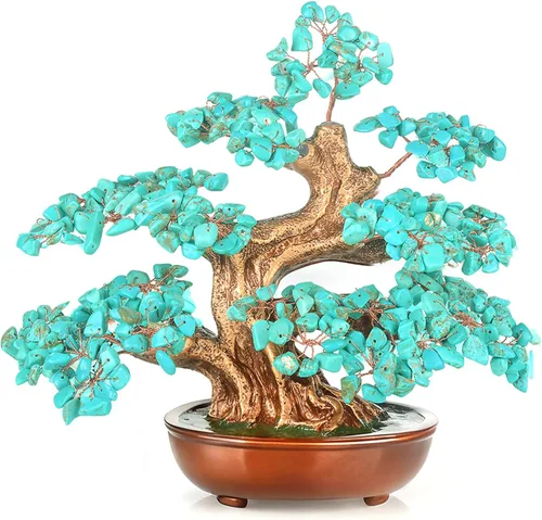 Miniatura 9 de Árbol de la vida de cristal de amatista, árbol bonsái hecho a mano con piedras naturales (360 cuentas grandes), curación de chakras para energía