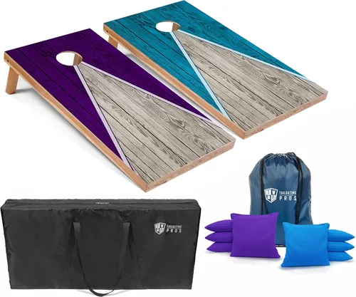 Miniatura 20 de Tailgating Pros Juego de tablero de Cornhole ligero con diseño piramidal con bolsas de frijoles y estuche de transporte, juego de cornhole