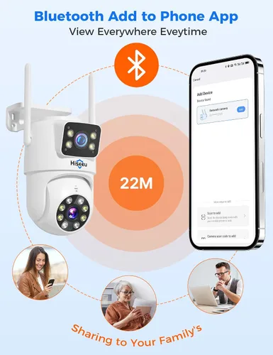 Miniatura 4 de Hiseeu 2Pack Cámara de seguridad inalámbrica, WiFi 5G/2.4G, Cámara PTZ de doble lente para exteriores, Seguimiento de movimiento, Versión nocturna a