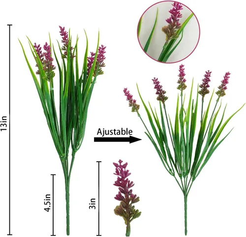 Miniatura 4 de Agusbagli 24 paquetes de plantas falsas de césped artificial, mono, hierba de mono, vegetación resistente a los rayos UV, arreglo de arbustos
