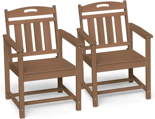 Miniatura 15 de Ciokea Silla de comedor para patio al aire libre, sillas de porche de gran tamaño de HDPE con asiento ancho, muebles de exterior duraderos para todo