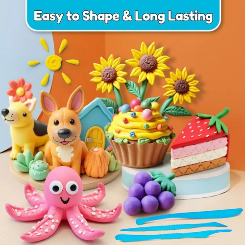 Miniatura 3 de YOPINSAND Arcilla de Secado al Aire 115 Colores, Arcilla para Modelar para Niños, Juguetes Mágicos de Moldeado DIY con Herramientas, Regalo
