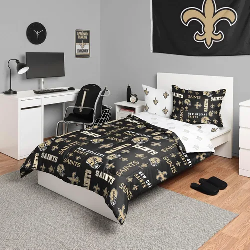 Miniatura 13 de FOCO Juego de ropa de cama unisex para adultos con logotipo del equipo de la NFL, sábanas y fundas de almohada, juego de ropa de cama de 5 piezas