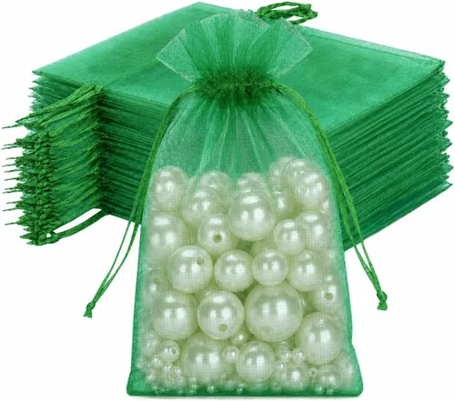 Miniatura 29 de Joycraft 50 bolsas de organza, bolsas de tul transpirables doradas de 4 x 6 pulgadas con cordón, bolsa de malla transparente para recuerdos de boda
