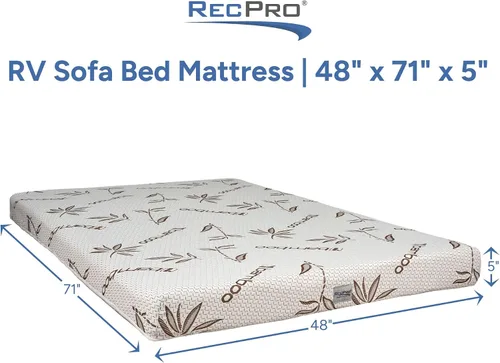 Miniatura 2 de RecPro RV Hide a Bed - Colchón de espuma viscoelástica con infusión de gel con garrapatas de bambú.