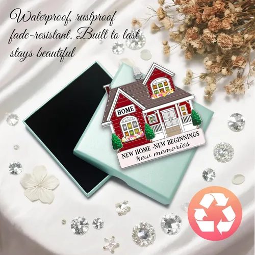 Miniatura 2 de Zerobe Adorno de metal rojo de inauguración de la casa 2025, regalo único para propietarios de viviendas, recuerdo del primer hogar, decoración