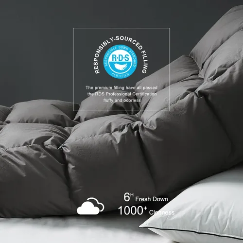 Miniatura 3 de Royoliving Relleno de Edredón de Plumas y Plumón Premium Consolador Tamaño King Gris Carbón Todas las Estaciones Calidez Media Invierno Gris Funda