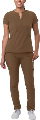 Adar Addition Go-Higher - Juego de uniforme quirúrgico para mujer, camiseta con muescas y cuello en V, pantalones cargo quirúrgicos y ajustados