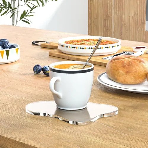 Miniatura 8 de Posavasos Decorativos de Acrílico, Posavasos Irregulares para Bar y Bebidas, Posavasos para Taza de Café con Forma de Nube Transparente, Perfecto