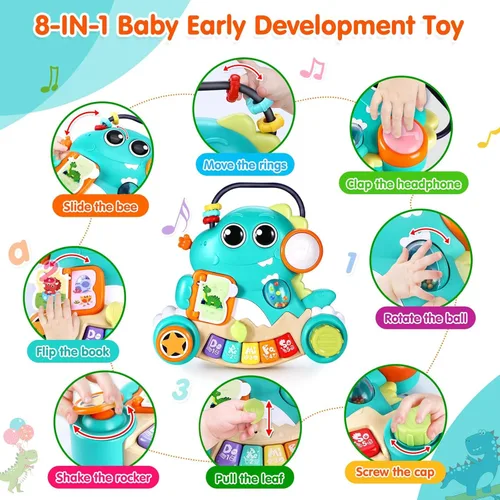 Miniatura 3 de WITALENT Juguetes para bebés de 6 a 12 meses, piano de dinosaurio, música, juguetes iluminados para niños de 1 año, juguetes infantiles para 7, 8