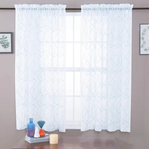 Miniatura 28 de Cortinas traslúcidas blancas de 84 pulgadas de largo, cortinas traslúcidas con bolsillo para barra para sala de estar, dormitorio, 2 paneles, 52x84