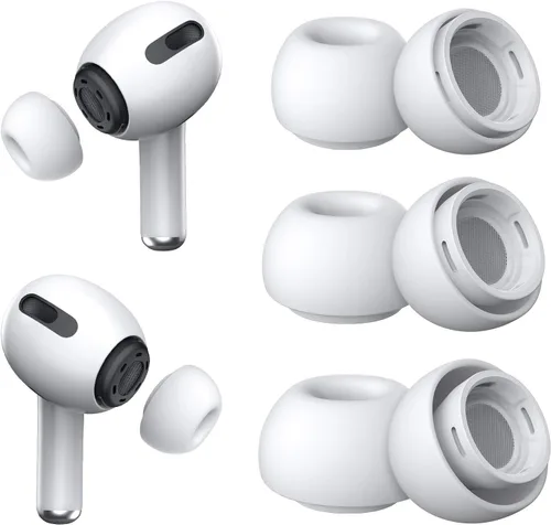 Miniatura 12 de YUWAKAYI [3 pares] Puntas de oído de repuesto para AirPods Pro y Pro 2 con orificio de reducción de ruido, puntas de oído de silicona para AirPods