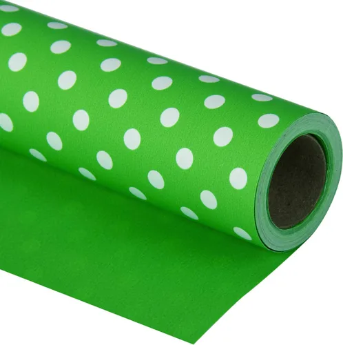 Miniatura 14 de Papel de regalo reversible WRAPAHOLIC, diseño de lunares negro para regalos de cumpleaños, santos, bodas, baby shower. Medidas: 30 pulgadas x 33