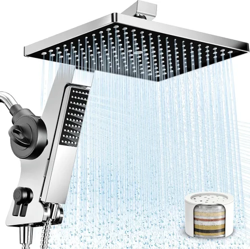 Miniatura 10 de MakeFit Cabezal de ducha de lluvia filtrado con combo de mano, cabezales de ducha de lluvia de alta presión de 12 pulgadas y varita desmontable