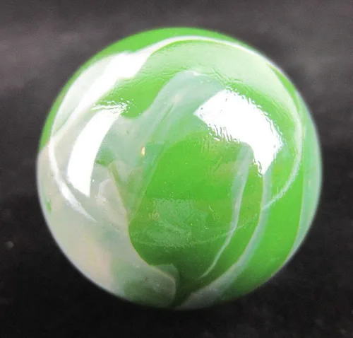 Miniatura 2 de ~ Mármol grande de 1.969 in (2 pulgadas) con punta verde musgosa con soporte, bola de vidrio verde/blanco remolino enorme