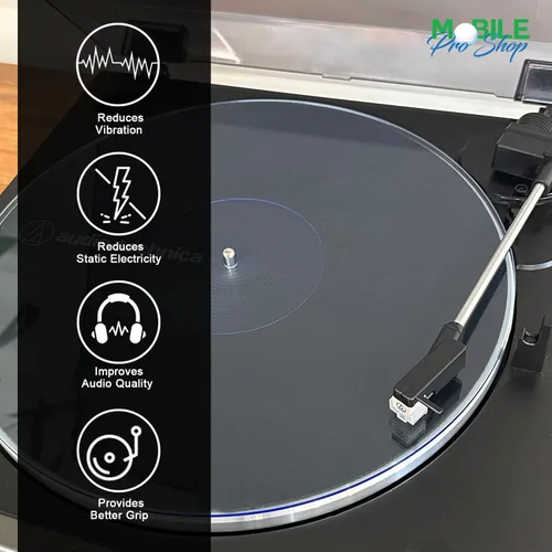 Miniatura 5 de Tapete acrílico para tocadiscos de vinilo para jugadores LP de 12 pulgadas, reduce el ruido y mejora la calidad del sonido y proporciona graves más