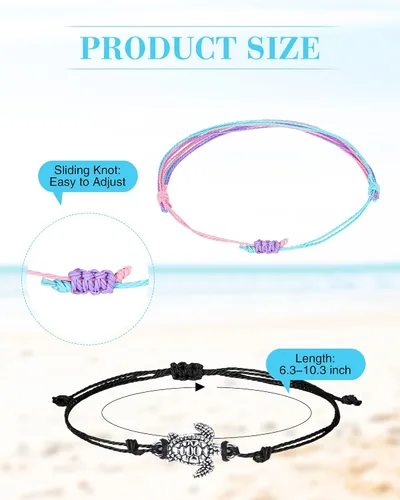 Miniatura 6 de Hicarer 21 pulseras de olas surfistas ajustables e impermeables hechas a mano para la amistad, joyería para mujer
