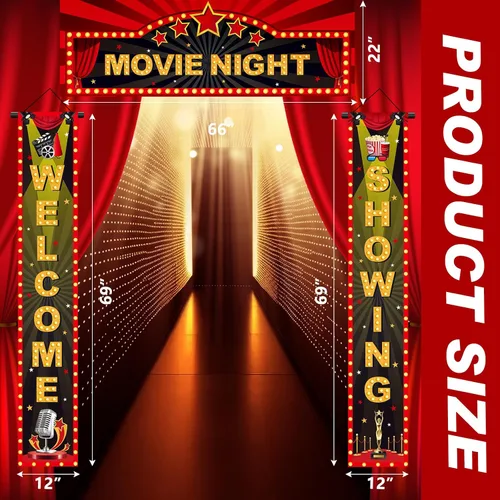 Miniatura 2 de Letrero de 3 piezas con luz para cine y porche nocturno, letrero LED para decoración de fiesta temática de cine en el teatro, luces con texto