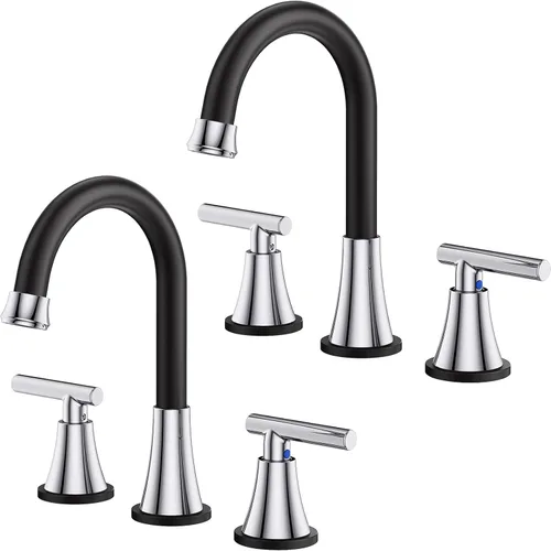 Miniatura 14 de Grifos de Baño para Lavabo de 3 Orificios, Hurran Grifo de Lavabo de Baño Dorado Cepillado con Desagüe Pop-up y Líneas de Suministro, Grifo Oro