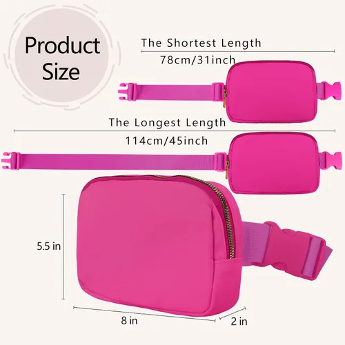 Miniatura 5 de VOROLO Riñonera para mujeres y hombres, bolsa cruzada, bolsa de cinturón con correa ajustable, Magenta, Talla única