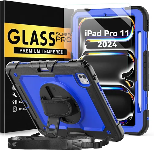Miniatura 24 de BLOSOMEET Funda para iPad Air de 11 pulgadas M3 2025 y M2 2024 con protector de pantalla de vidrio templado y soporte para lápiz, funda para iPad