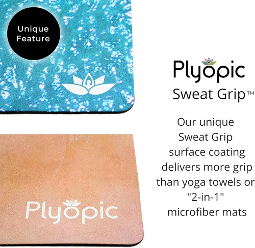 Miniatura 6 de Plyopic. Tapete de yoga todo en uno, combo de tapete de lujo con agarre para el sudor, ideal para yoga, yoga caliente, bikram, pilates
