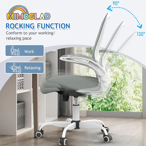 Miniatura 5 de Mimoglad Silla de oficina ergonómica de malla con respaldo alto, soporte lumbar ajustable, cojín de asiento grueso (moderno, gris luna)