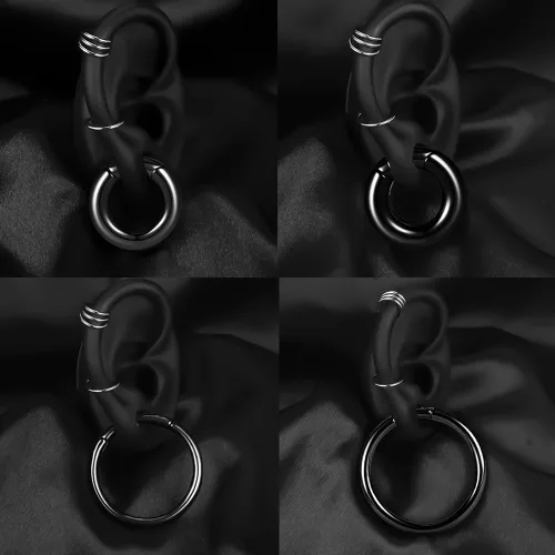 Miniatura 6 de Vankula 2 piezas de estilo simple hipoalergénico 316 ganchos de oreja de acero inoxidable 316 medidor de peso piercing par de tapones de venta 0.07