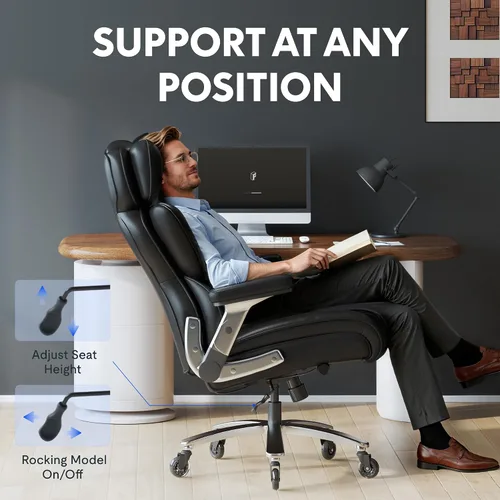 Miniatura 9 de FLEXISPOT Silla de oficina grande y alta de 600 libras para personas pesadas, silla de escritorio de computadora resistente con soporte lumbar