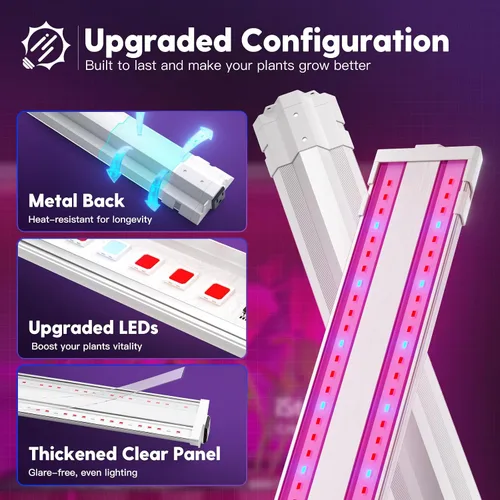 Miniatura 5 de FREELICHT Paquete de 1 luz LED de crecimiento de 4 pies, 60 W (equivalente a 350 W), rojo azul (660 nm+460 nm) luces de crecimiento de espectro