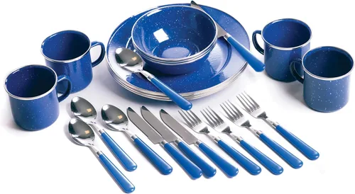 Miniatura 2 de Stansport Deluxe 24-Piece Enamel Tableware Set - Enamel Plates and Bowls Lightweight and Durable Camp Dish Set for Camping and Backpacking Plates