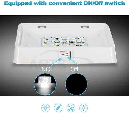 Miniatura 6 de Partsam Luz LED rectangular para porche RV con interruptor de encendido/apagado, lámpara exterior de casa rodante, repuesto para casas rodantes