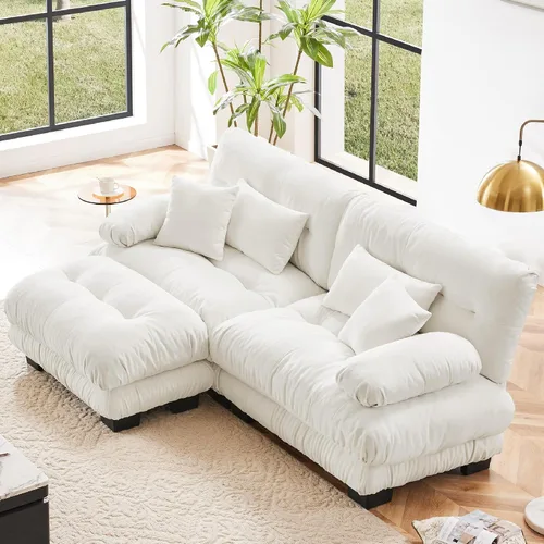 Miniatura 18 de KEIKI Sofá modular de 94 pulgadas con 4 almohadas, cómodo juego de sofá biplaza Cloud para sofá de asiento profundo suave y profundo, sofá biplaza