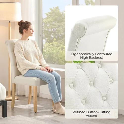 Miniatura 4 de Yaheetech Juego de 2 sillas de comedor tapizadas de tela con respaldo alto y patas de madera maciza para cocina, sala de estar, restaurante